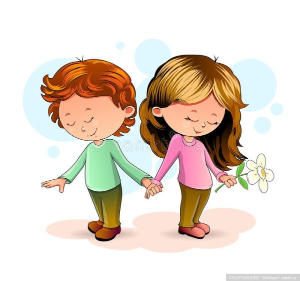 Мальчик и девочка держатся за руки