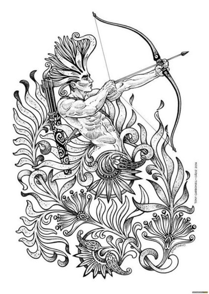 Стрелец тату эскиз