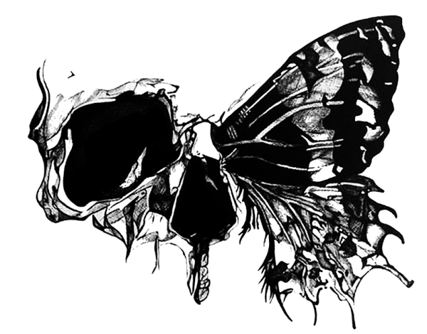 Бабочка с черепом тату эскиз