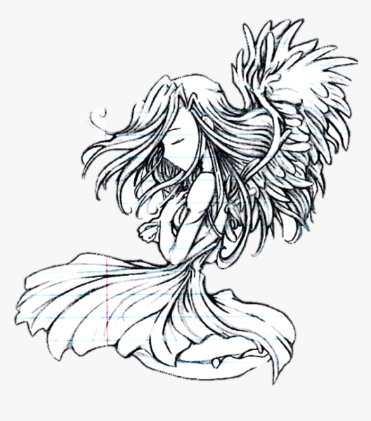 Набросок ангела аниме