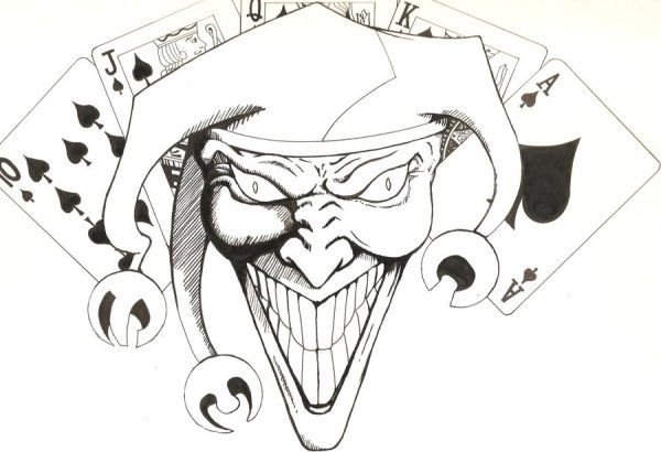 Карта Джокер черно белый