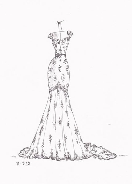 Нарисовать вечернее платье карандашом