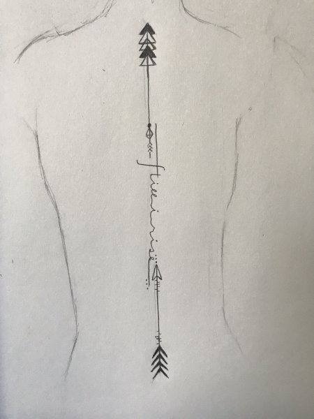 Эскиз тату на позвоночник