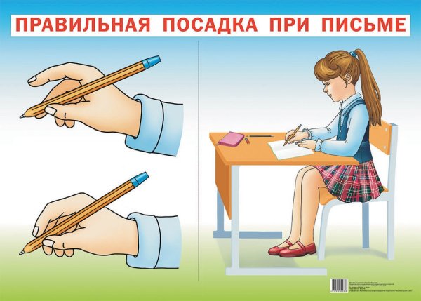 Правильная посадка за столом ребенка при письме