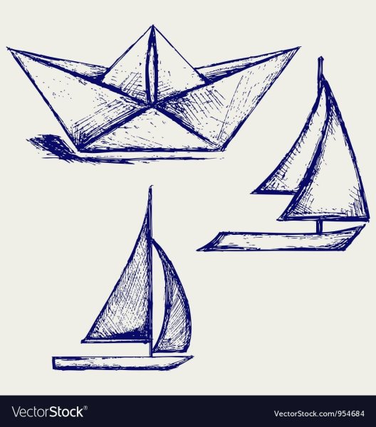 Бумажный кораблик рисунок