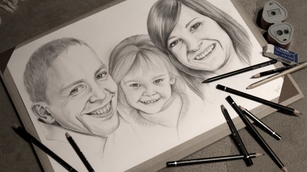 Рисунки ручкой семья