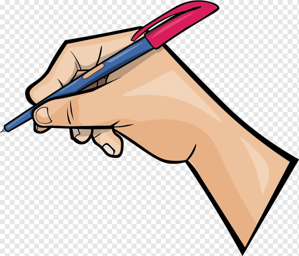 Рука с ручкой на прозрачном фоне