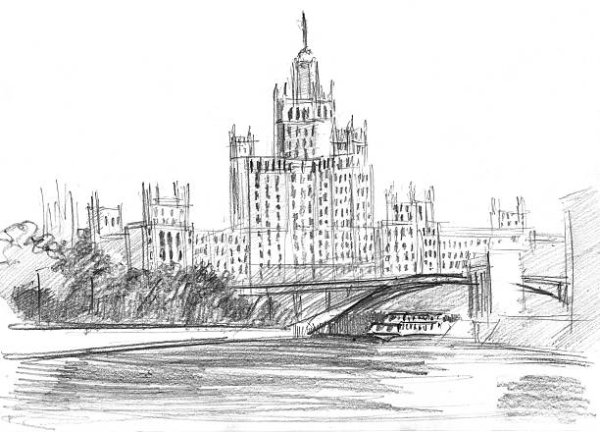 Московские высотки карандашом