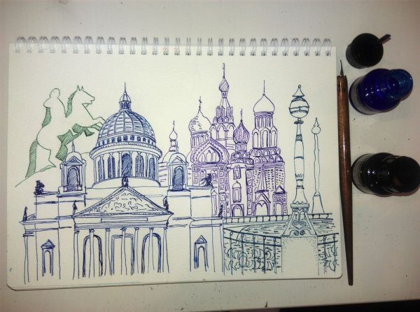Санкт Петербург рисунок ручкой