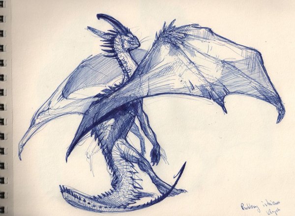 Дракон цветными карандашами
