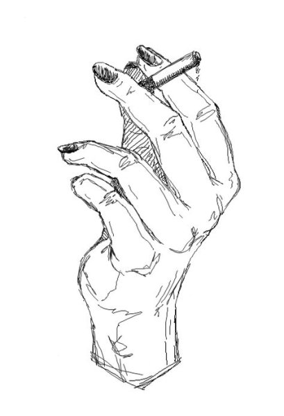 Нарисовать руку с сигаретой