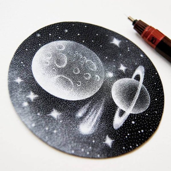 Точечное рисование гелевой ручкой