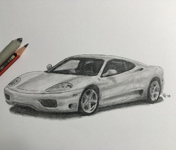 Как нарисовать Феррари сбоку