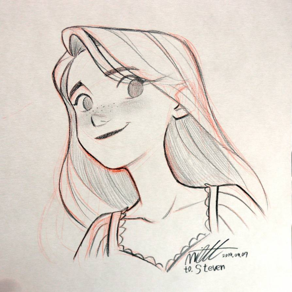 Нарисовать Рапунцель карандашом легко