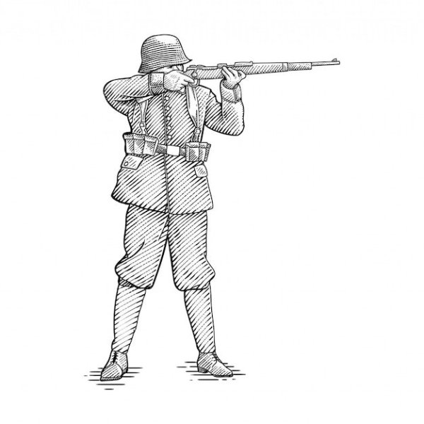 Солдат со спины рисунок