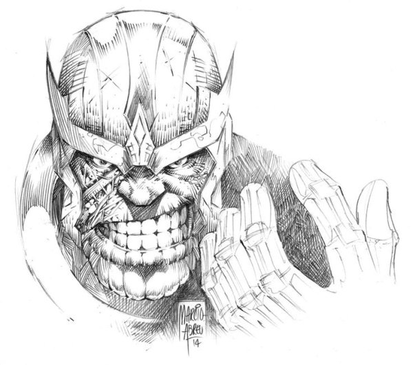 Танос Марвел нарисовать
