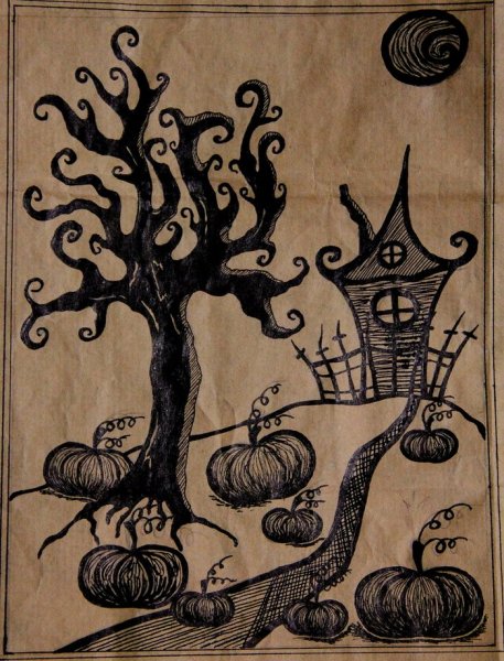 Хэллоуин гелевыми ручками