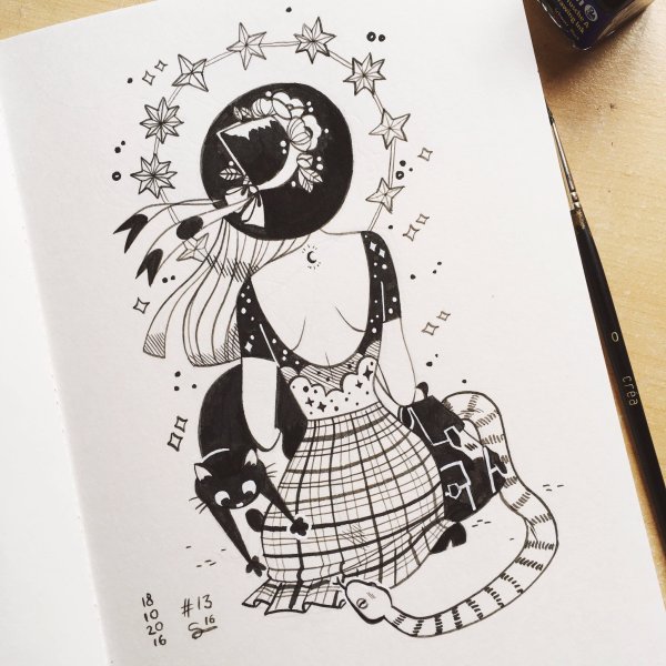 Рисунки гелевой ручкой девушки