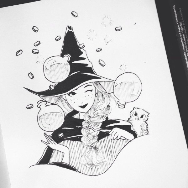 Ведьмочка в скетчбуке