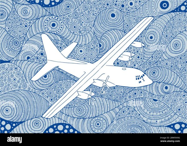 Нарисованный самолет в тетради