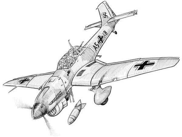 Раскраска самолёт Юнкерс 87