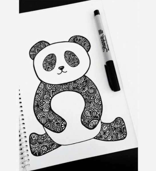 Рисунки маркерами Панда