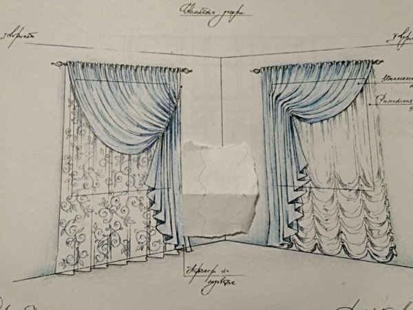 Эскизы штор карандашом