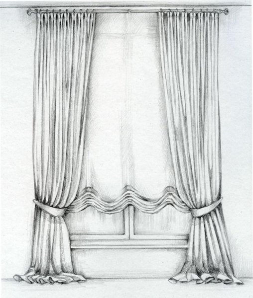 Эскизы штор карандашом
