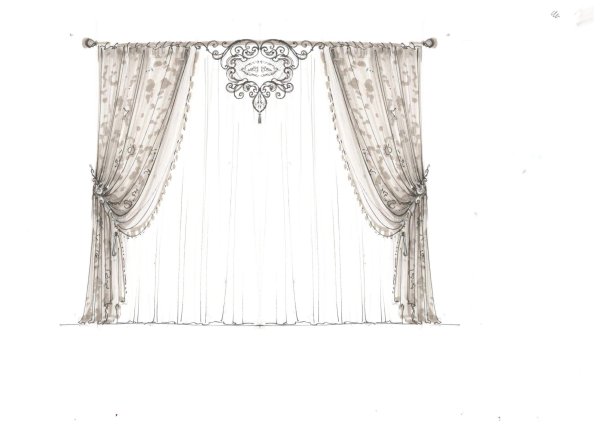 Эскиз штор в гостиную