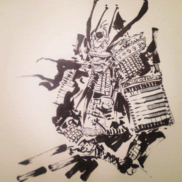 Самурай черной ручкой