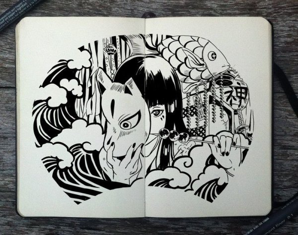 Скетчбук в японском стиле