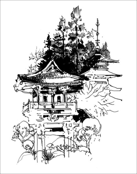 Японские здания Графика