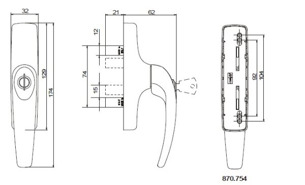 Ручка оконная р-1 золото чертеж габариты