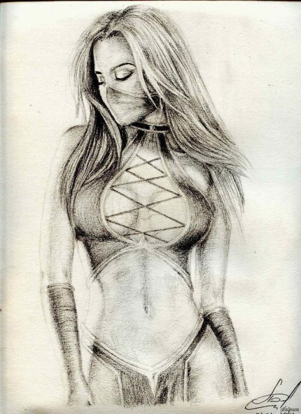 Красивое женское тело карандашом