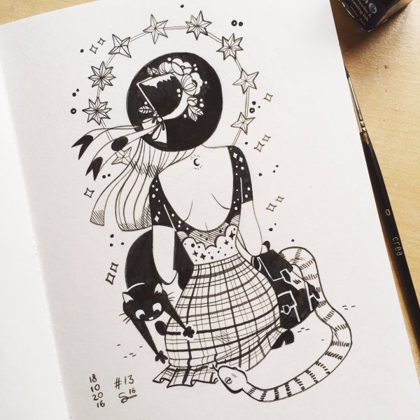 Рисунки гелевой ручкой девушки