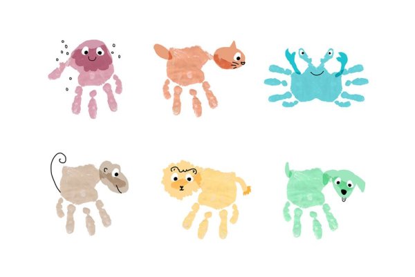 Цветы из отпечатков ладошек