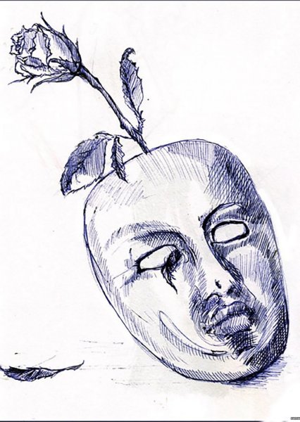 Маска набросок карандашом