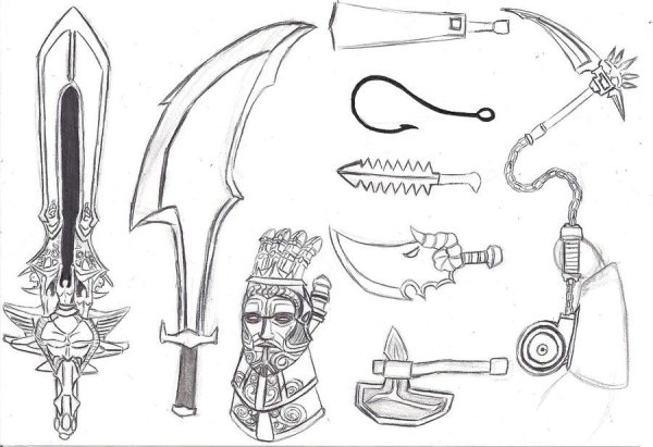 Рисунки для срисовки оружие