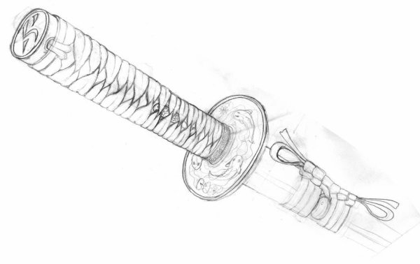 Самурайский меч тату эскиз