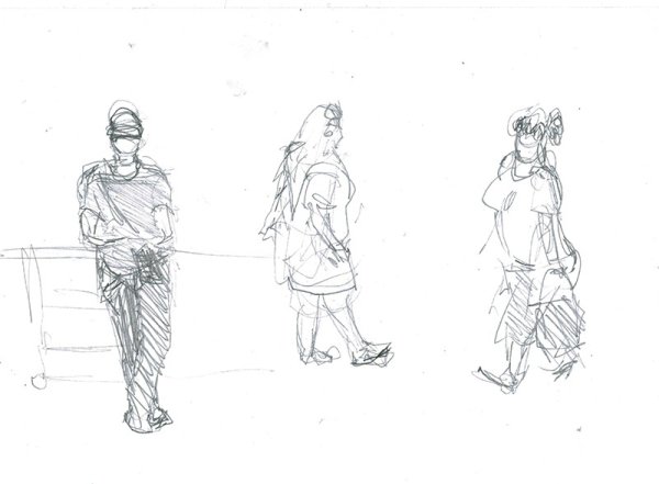 Линейные зарисовки людей