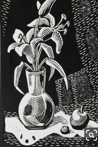 Декоративный натюрморт тушью
