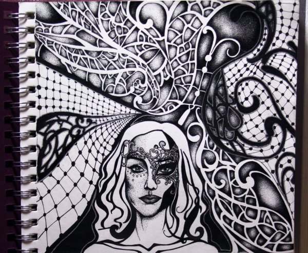 Рисунки чёрной гелевой ручкой