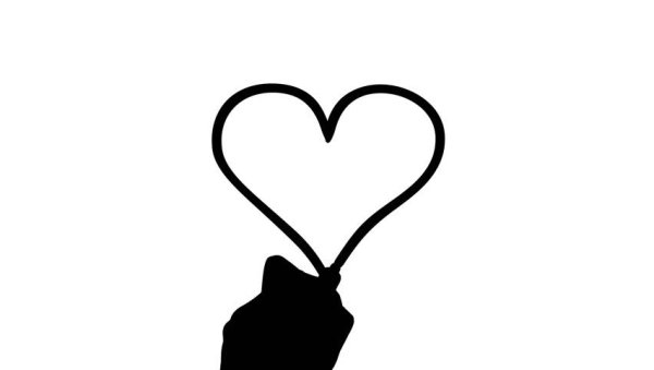 Сердце черной ручкой