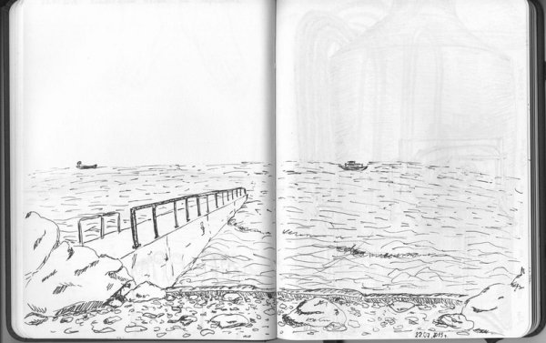 Нарисовать ручкой море