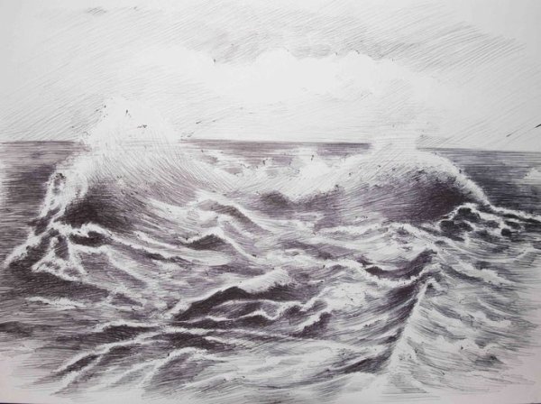 Как нарисовать море ручкой