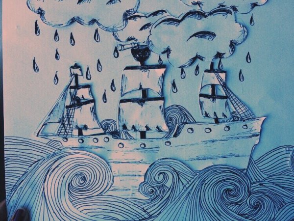 Море рисованное ручкой