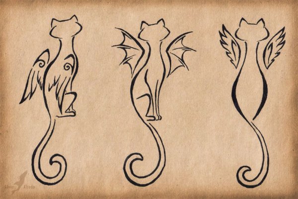 Тату кошка простая