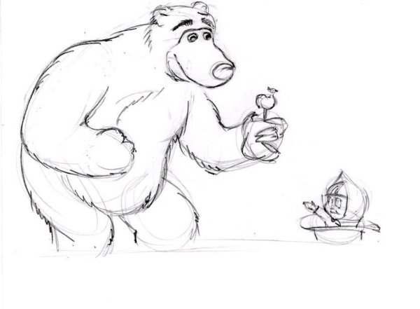 Маша и медведь рисунок карандашом