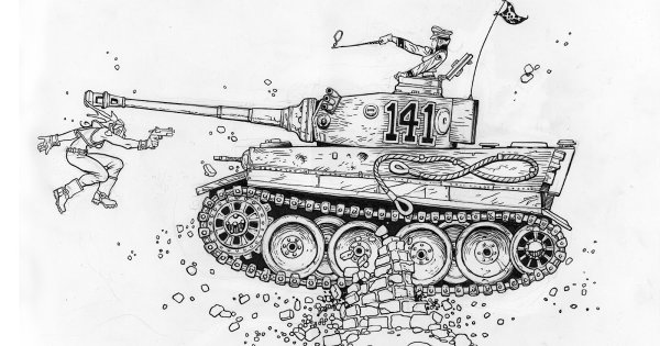 Советский танк карандашом