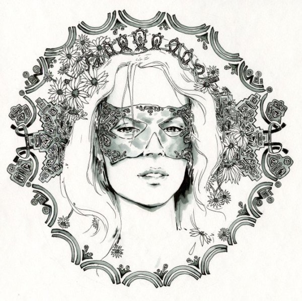 Графика черной ручкой девушка